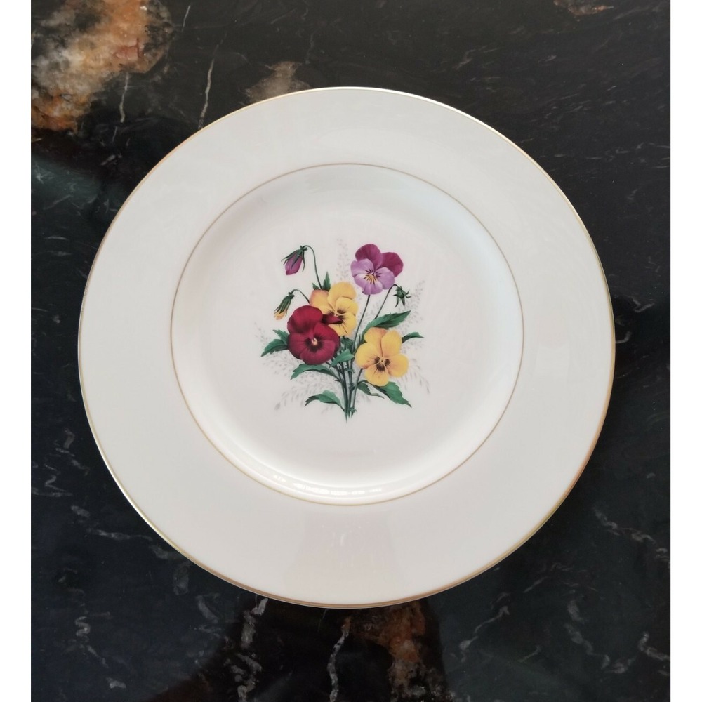 Vintage Pickard China Dinner Plate Pansies Flowers & Gold Trim 10.5"